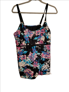 A&I Dark Floral Tankini Top, Underwire, Size 22W